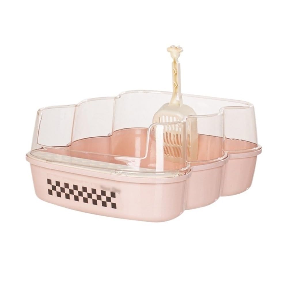 Extra Large Semi-Closed Cat Litter Box with Scoop Pink M59233