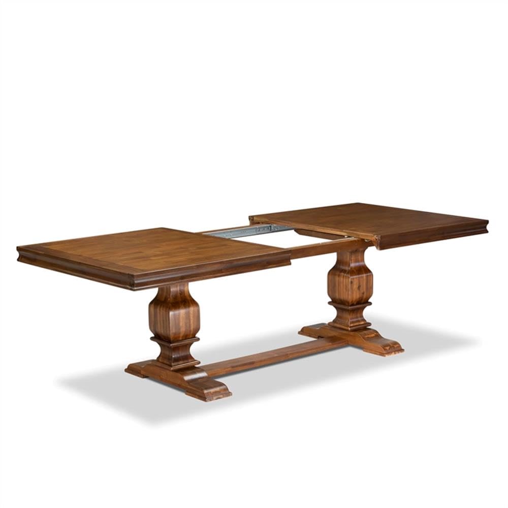 9-Piece Acacia Wood Dining Table Set with Faux Leather Chairs M109212