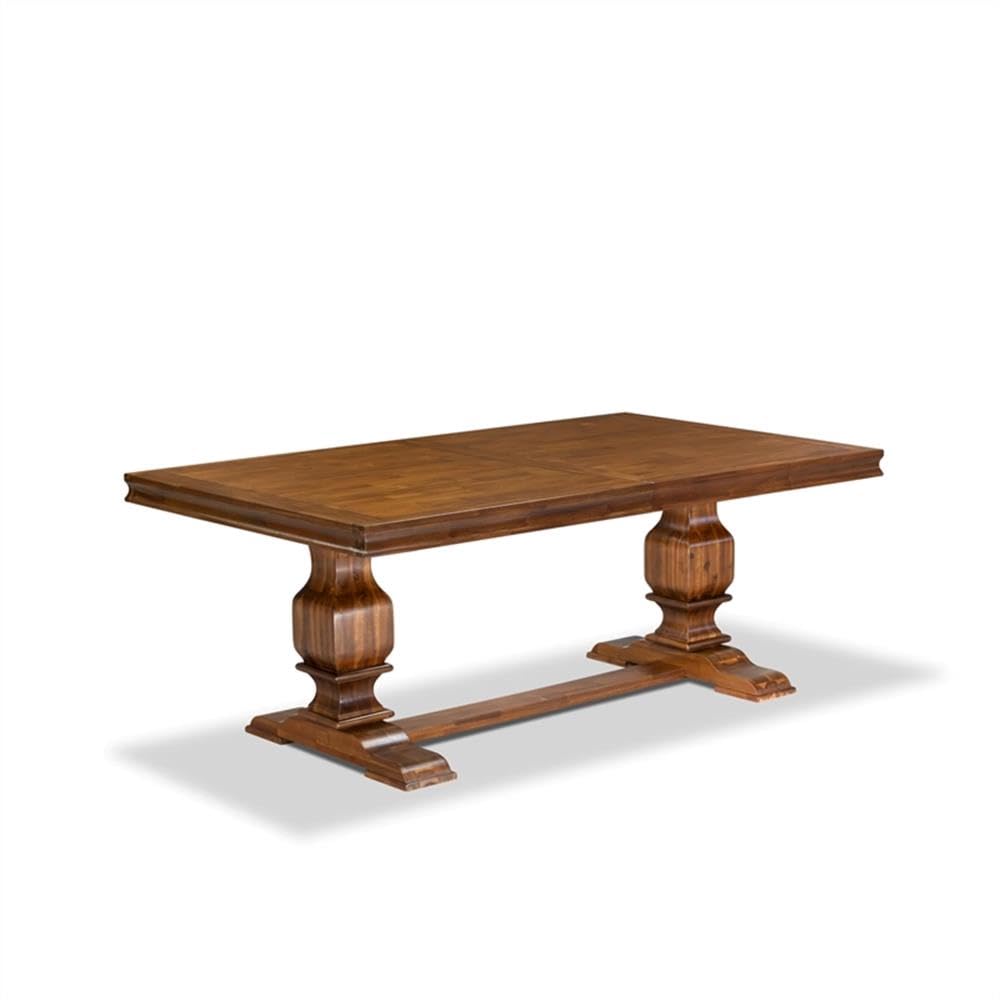 9-Piece Acacia Wood Dining Table Set with Faux Leather Chairs M109212