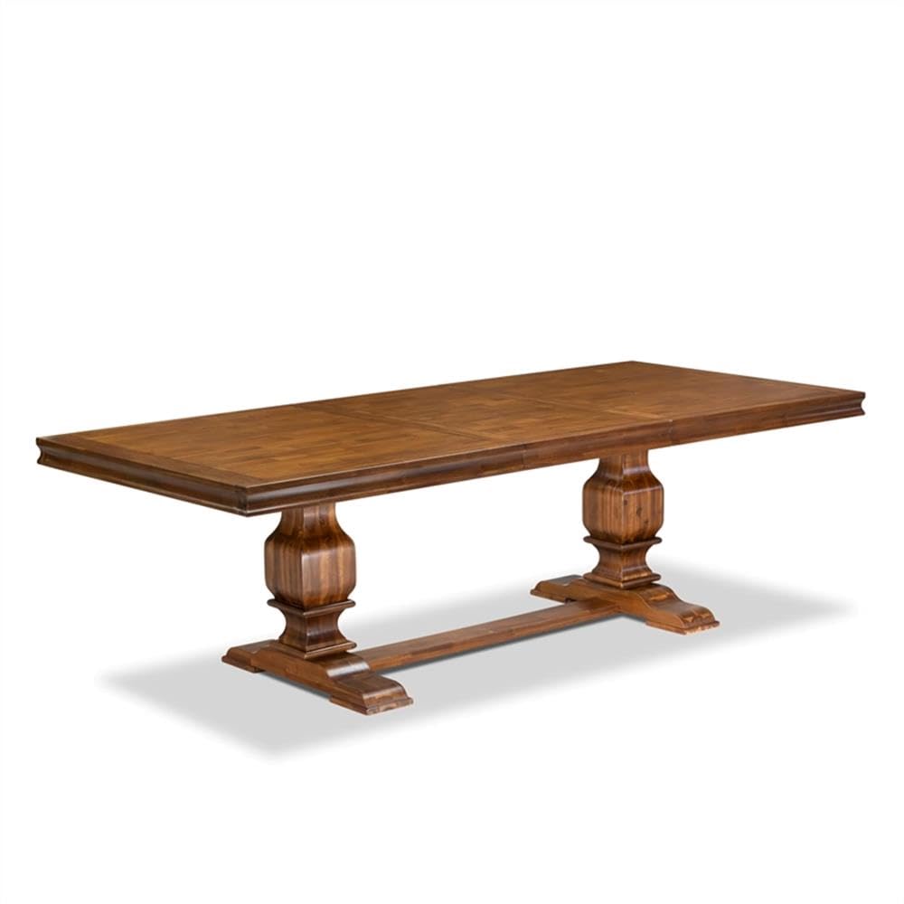 9-Piece Acacia Wood Dining Table Set with Faux Leather Chairs M109212