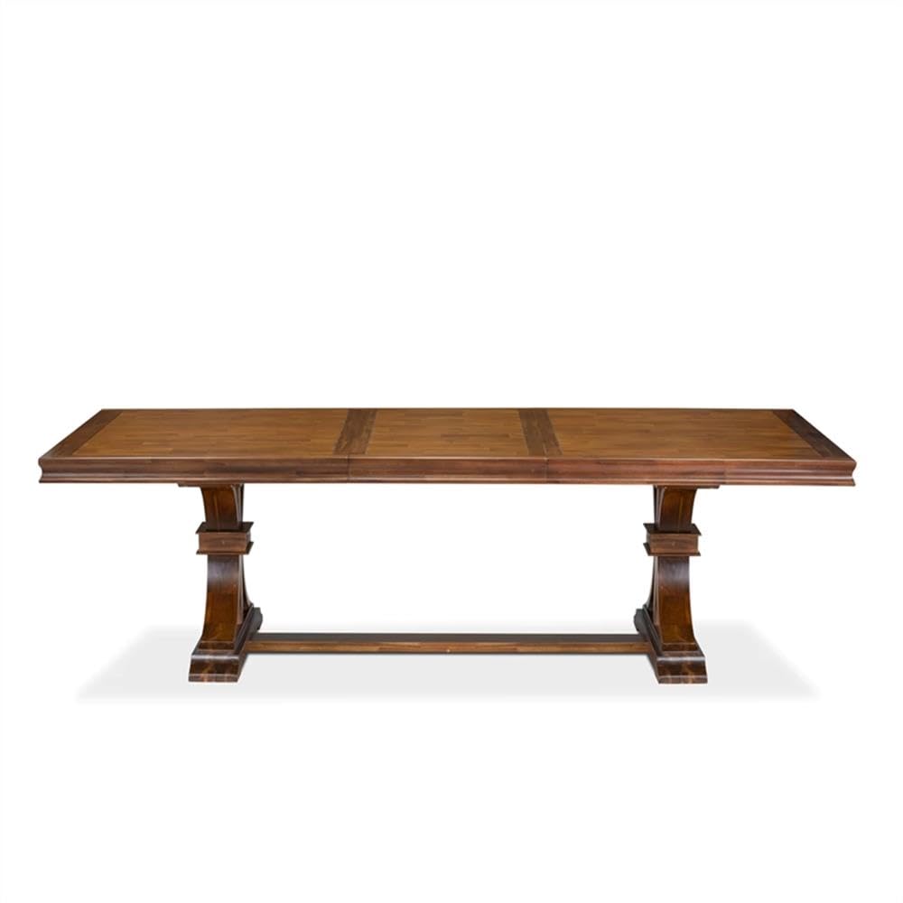 9-Piece Acacia Wood Dining Table Set with Faux Leather Chairs M109212