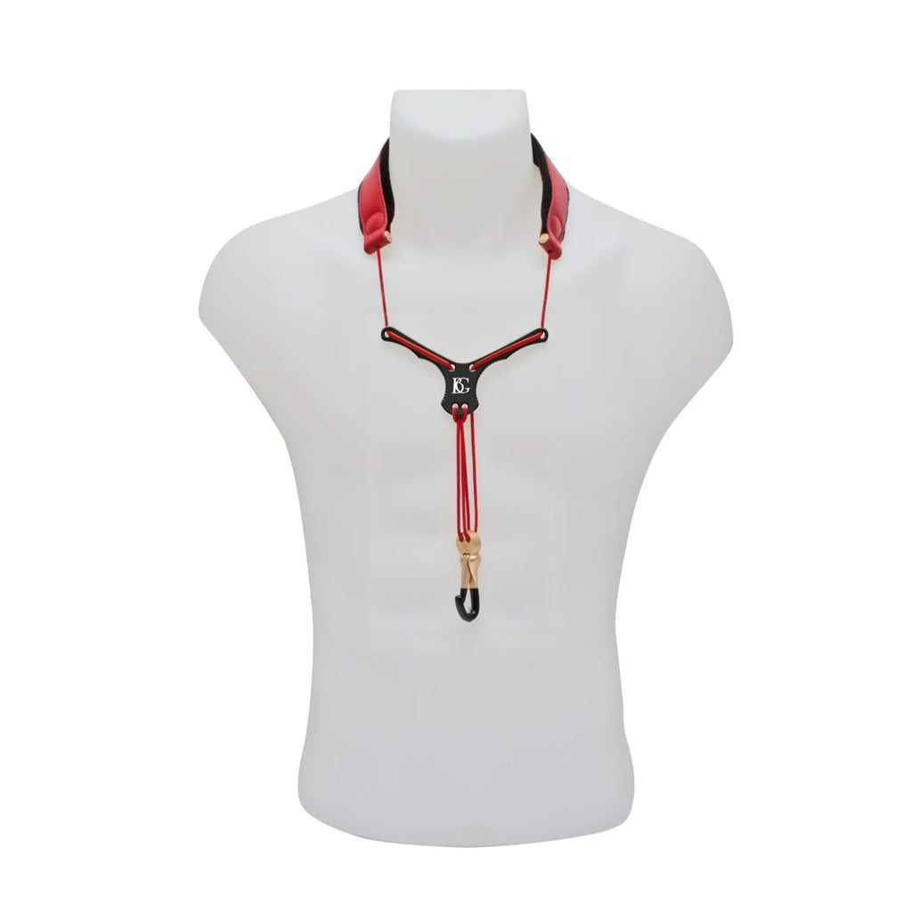 Red Leather Non-Elastic Neck Strap with Metal Snap Hook for Alto and Tenor Saxophone T7128