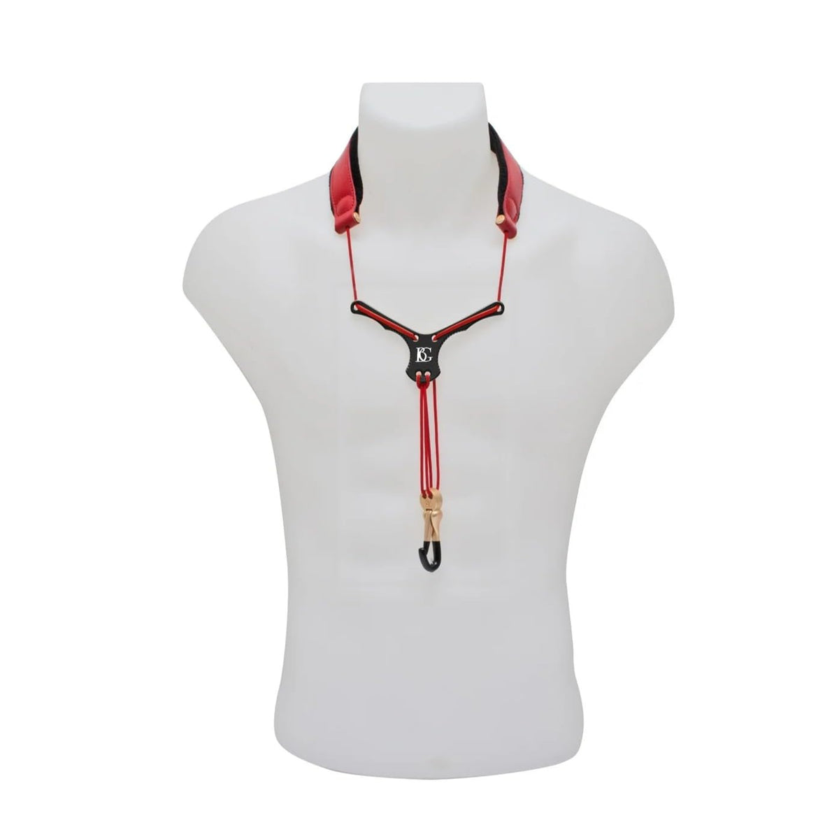 Red Leather Non-Elastic Neck Strap with Metal Snap Hook for Alto and Tenor Saxophone T7128
