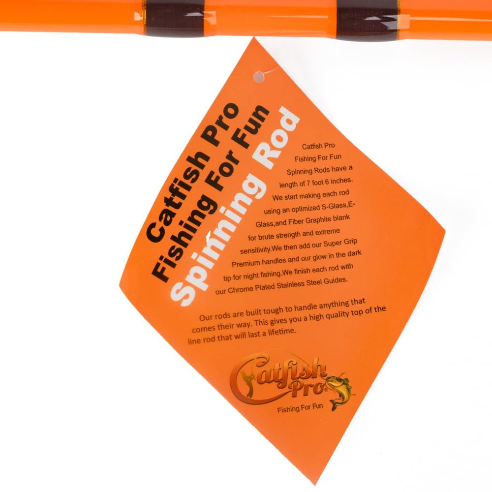 7'6" One-Piece Orange Medium Heavy Action Spinning Fishing Rod S5526