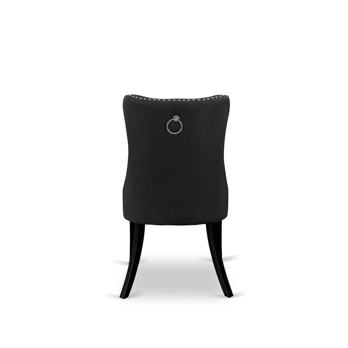 Button Tufted Dark Gray Polyester Fabric Upholstered Dining Chairs, Set of 2 C904