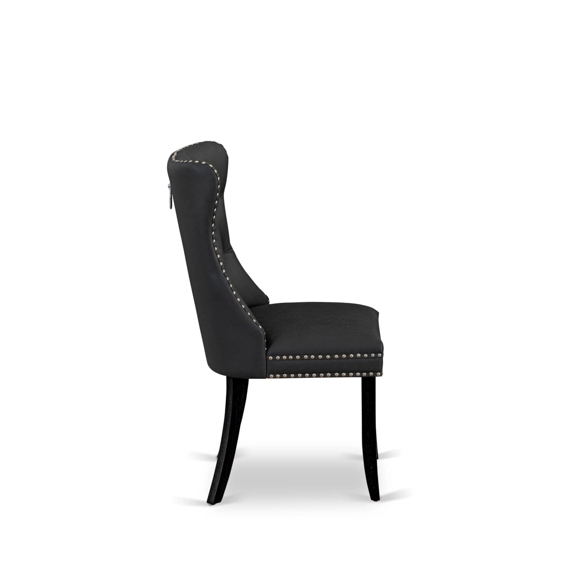 Button Tufted Dark Gray Polyester Fabric Upholstered Dining Chairs, Set of 2 C904