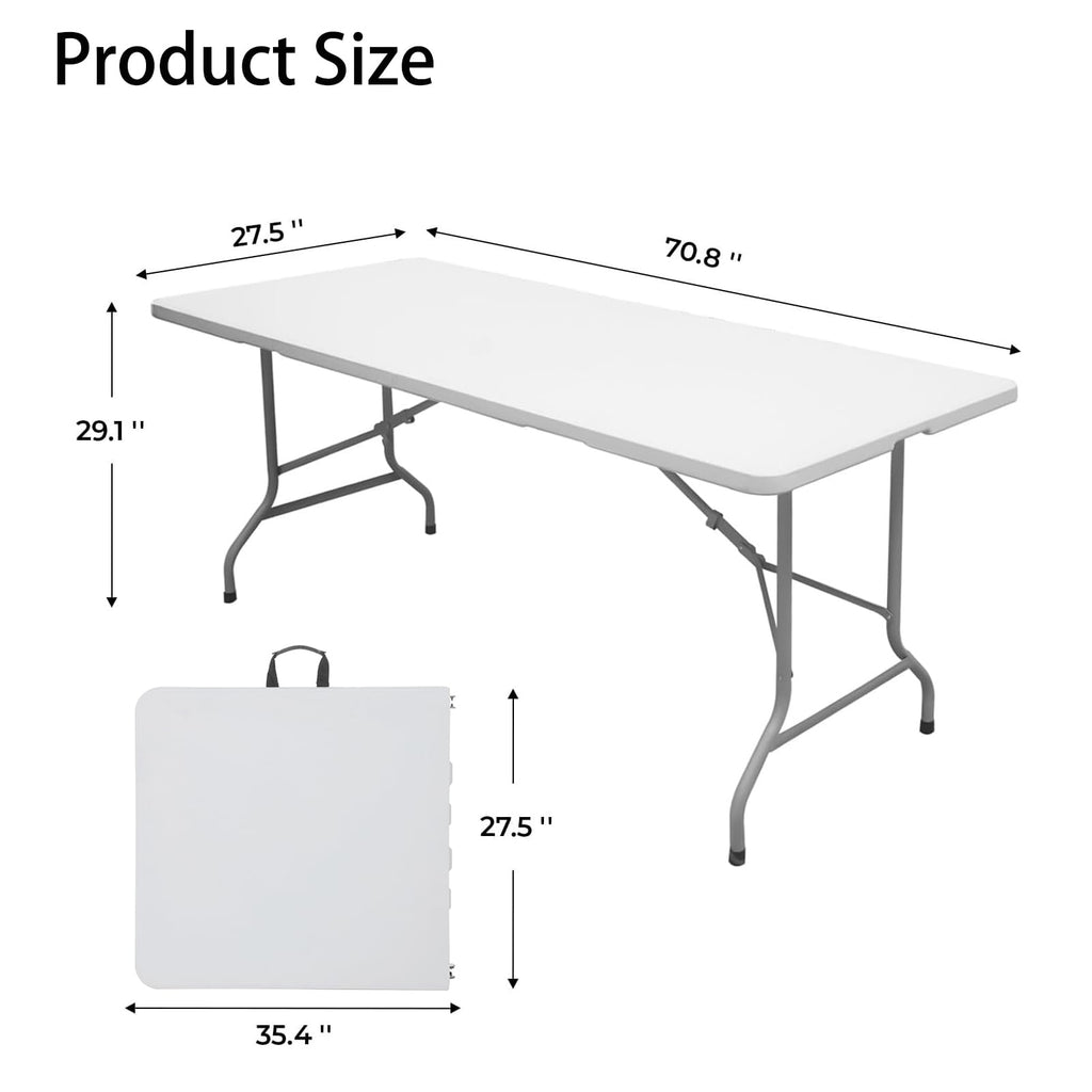 6FT White Foldable Plastic Utility Table X25817