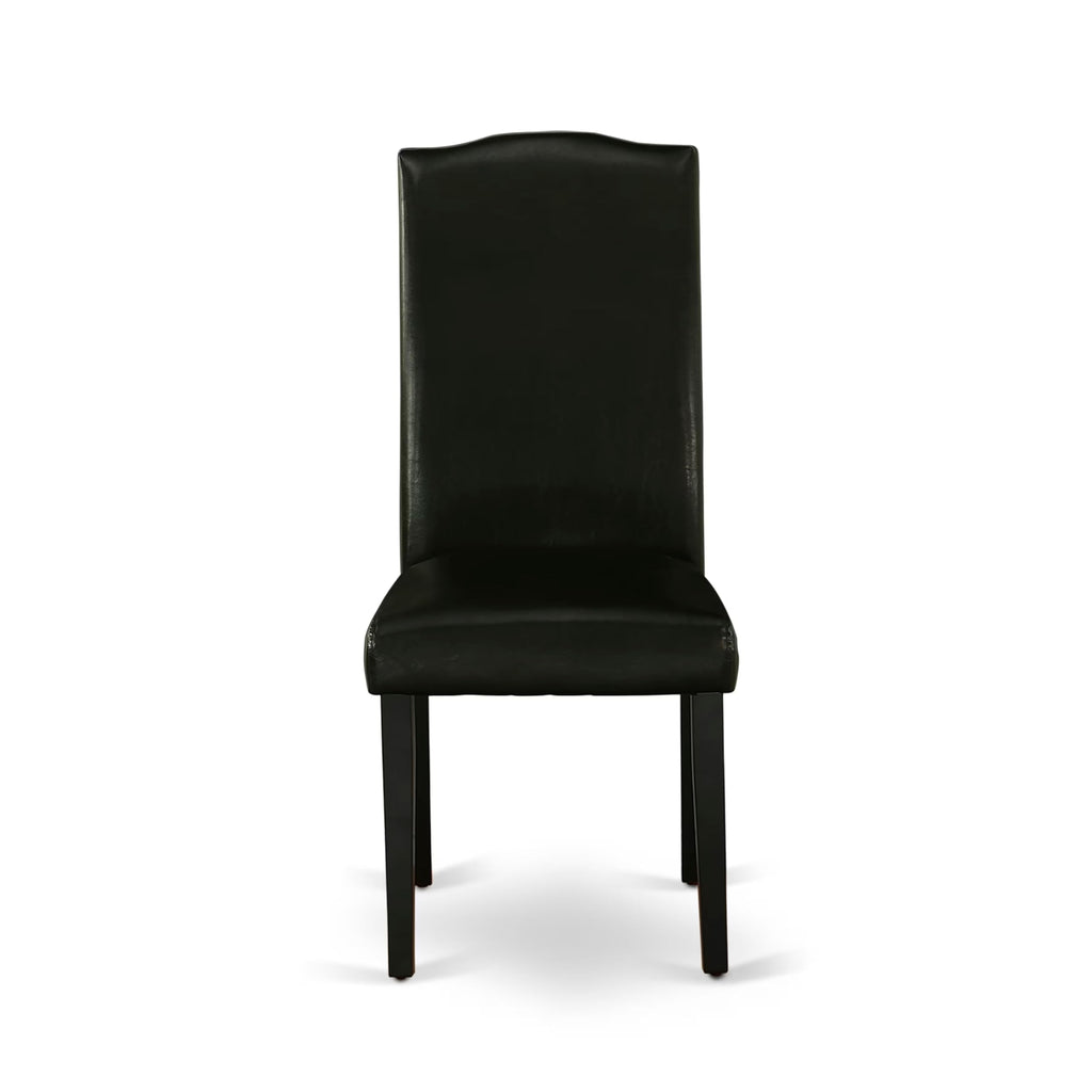 5 Piece Dinette Set with Rectangle Dining Table and 4 Black Faux Leather Chairs K578725