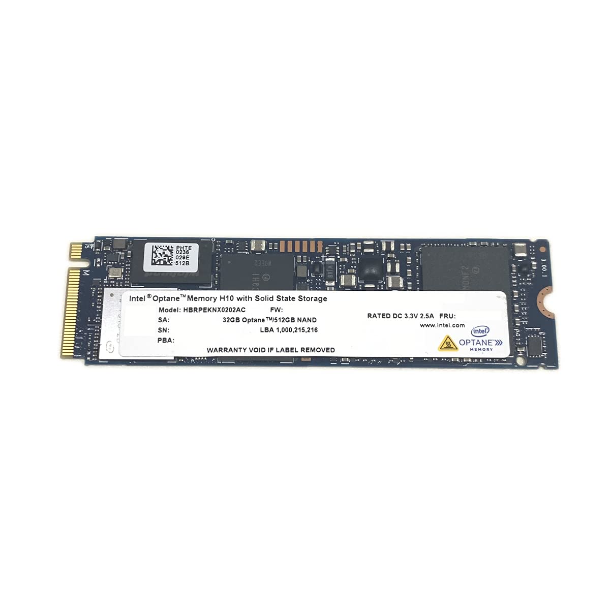 32GB Optane Memory with 512GB SSD M.2 2280 NVMe PCIe Gen3 x4 H77788