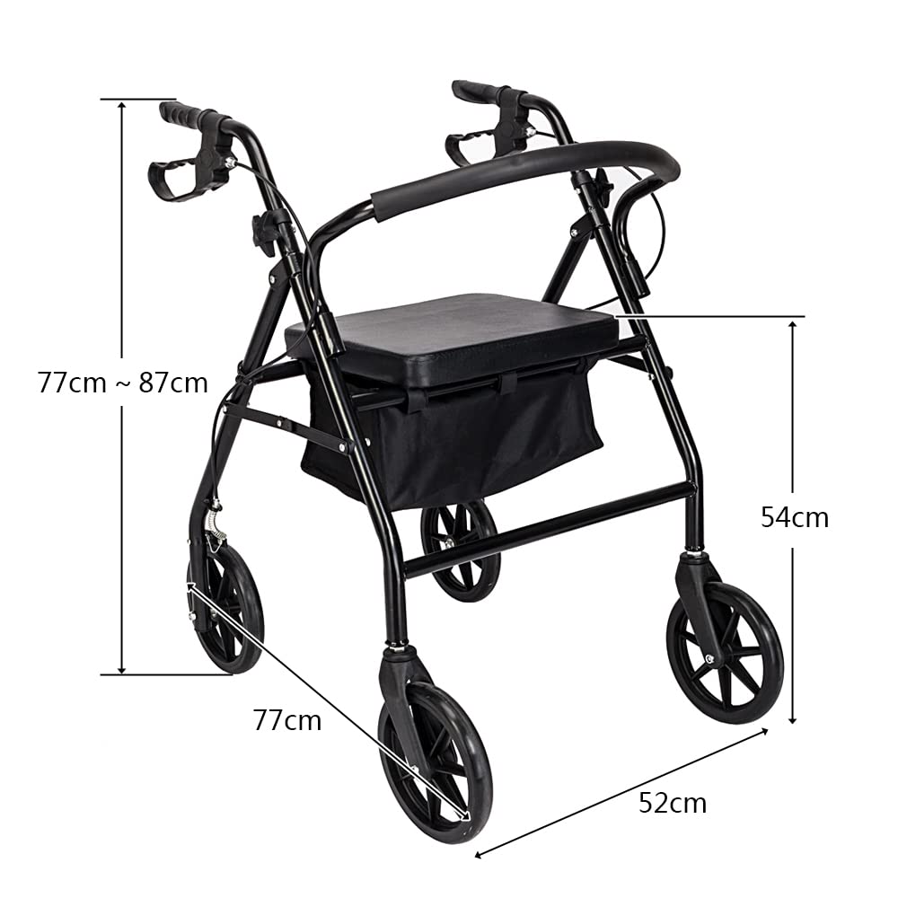Rollator Walker with Seat, 8" Wheels, 286 Pound Capacity E877603
