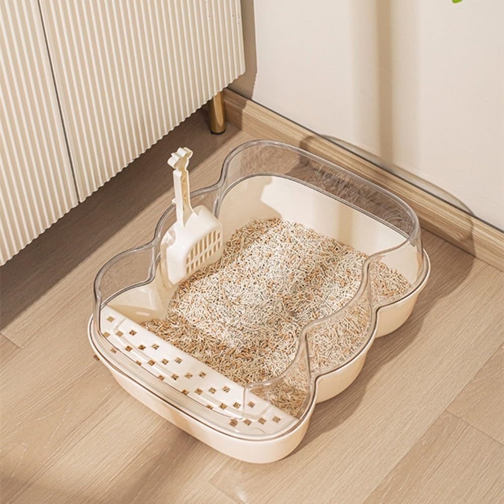 Extra Large Semi-Closed Cat Litter Box with Scoop Pink M59233