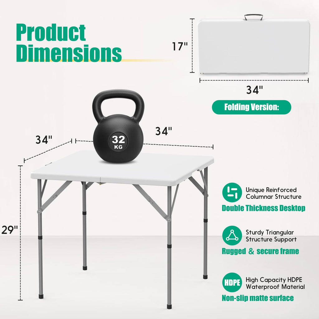 Square Folding Card Table 2 Pcs S6155