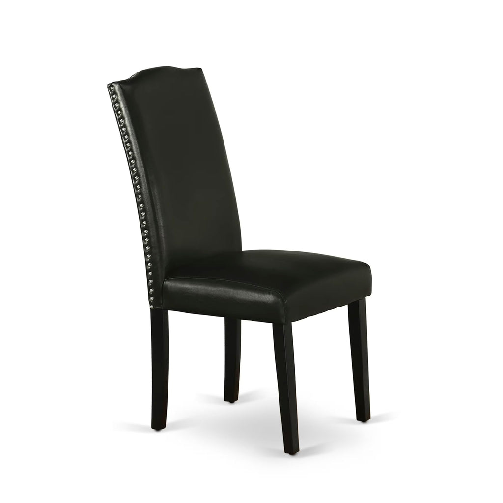 5 Piece Dinette Set with Rectangle Dining Table and 4 Black Faux Leather Chairs K578725