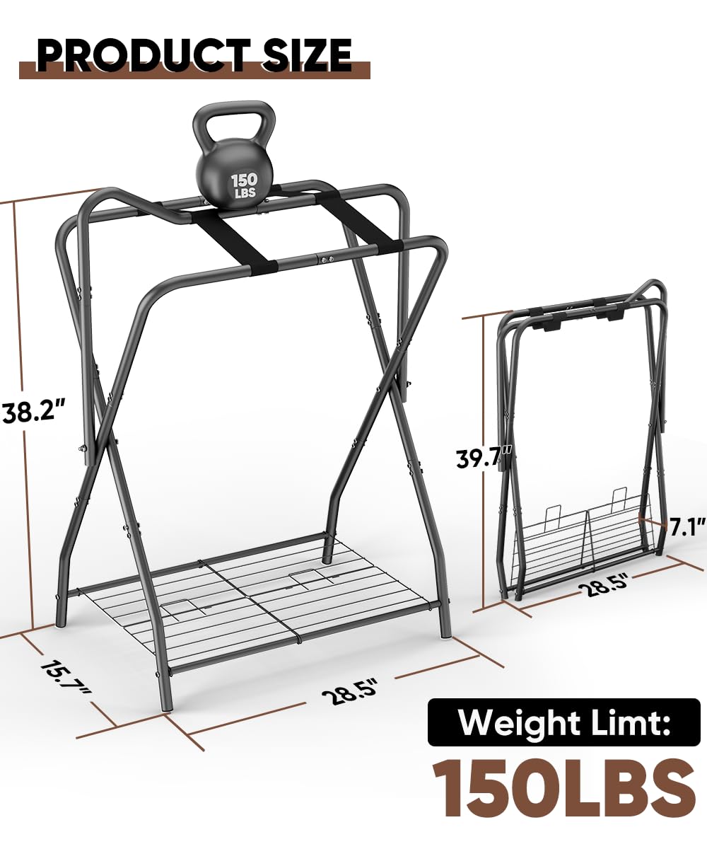 Foldable Saddle Rack with Storage K31024