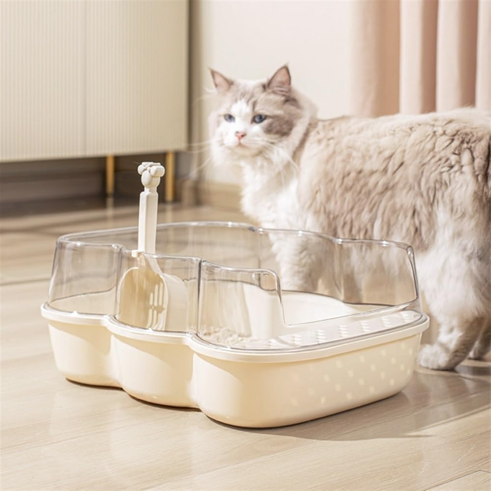 Extra Large Semi-Closed Cat Litter Box with Scoop Pink M59233