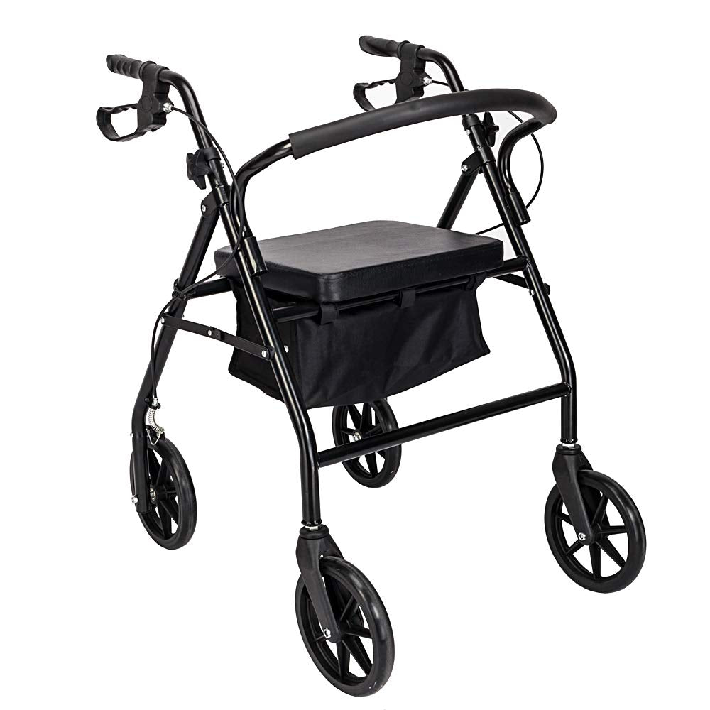 Rollator Walker with Seat, 8" Wheels, 286 Pound Capacity E877603