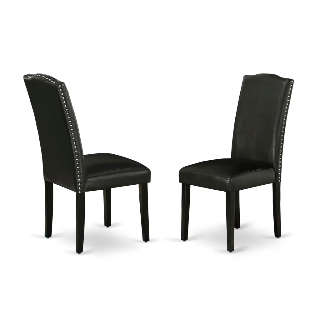 5 Piece Dinette Set with Rectangle Dining Table and 4 Black Faux Leather Chairs K578725