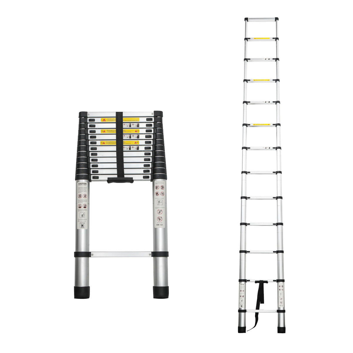 12.5FT Aluminum Telescoping Ladder 300 lbs B2606