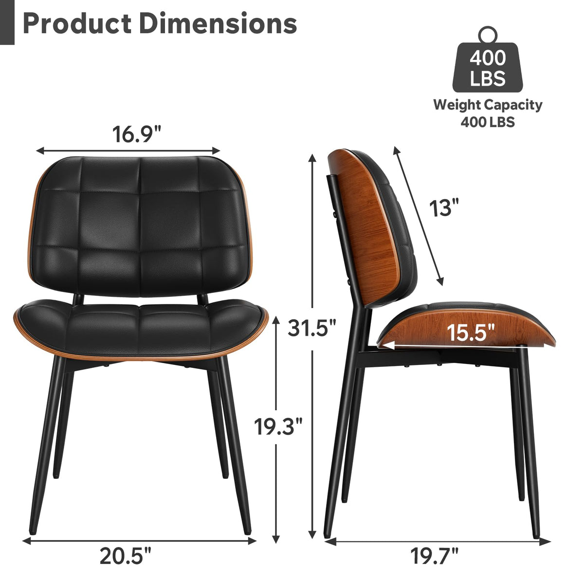 Black Faux Leather Dining Chairs Set of 4 O311094