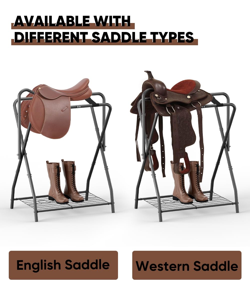 Foldable Saddle Rack with Storage K31024