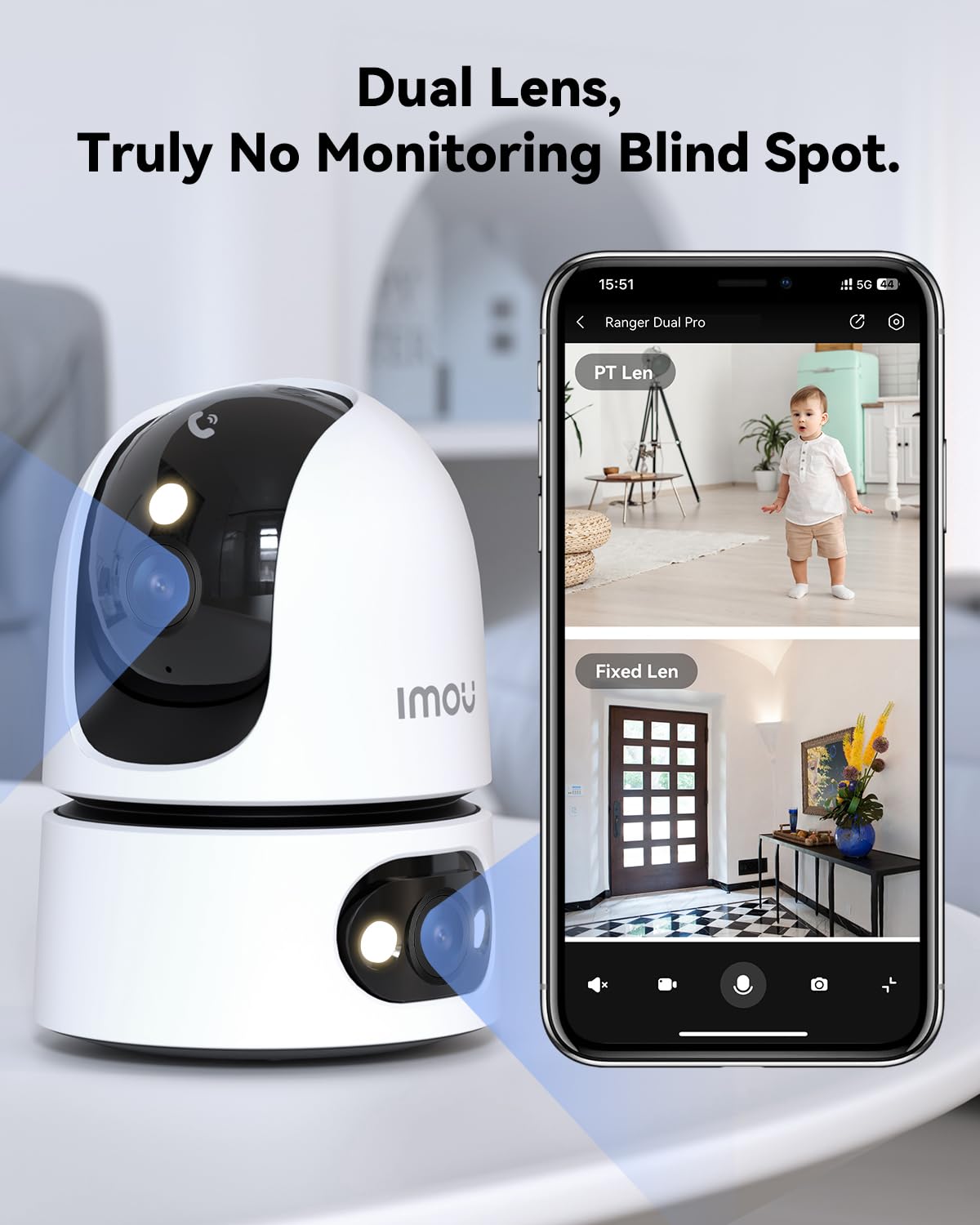6MP Indoor Security Camera Dual-Lens 360° Pan-Tilt Color Night Vision Y3052