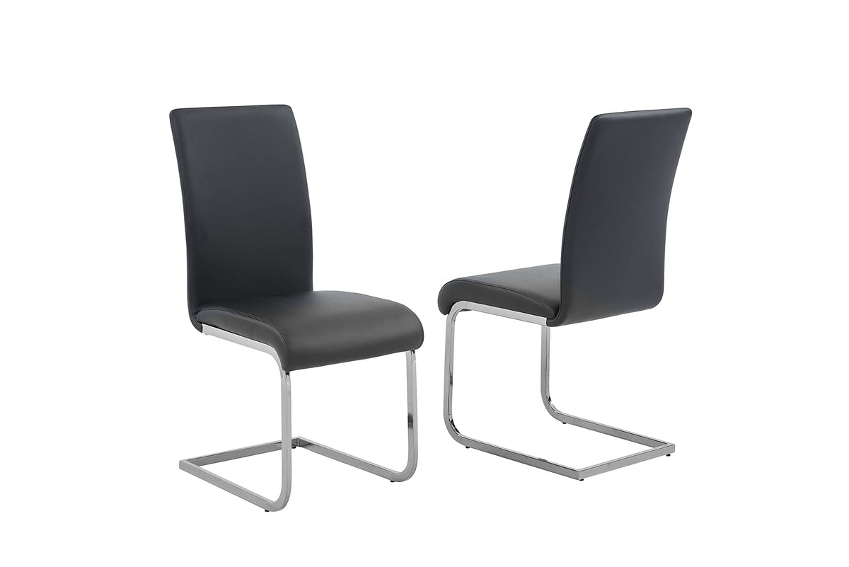Black Faux Leather Dining Chairs Set of 2 J5479
