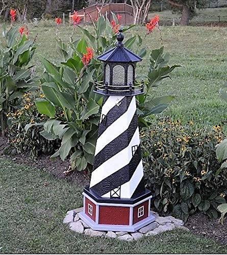 Solar-Powered LED Lighthouse with Base 56" Tall F58088