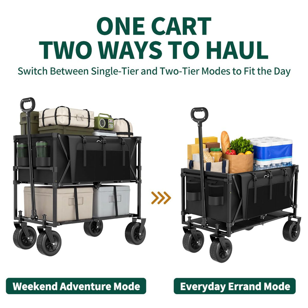 400L Double Decker Folding Wagon Cart V61645