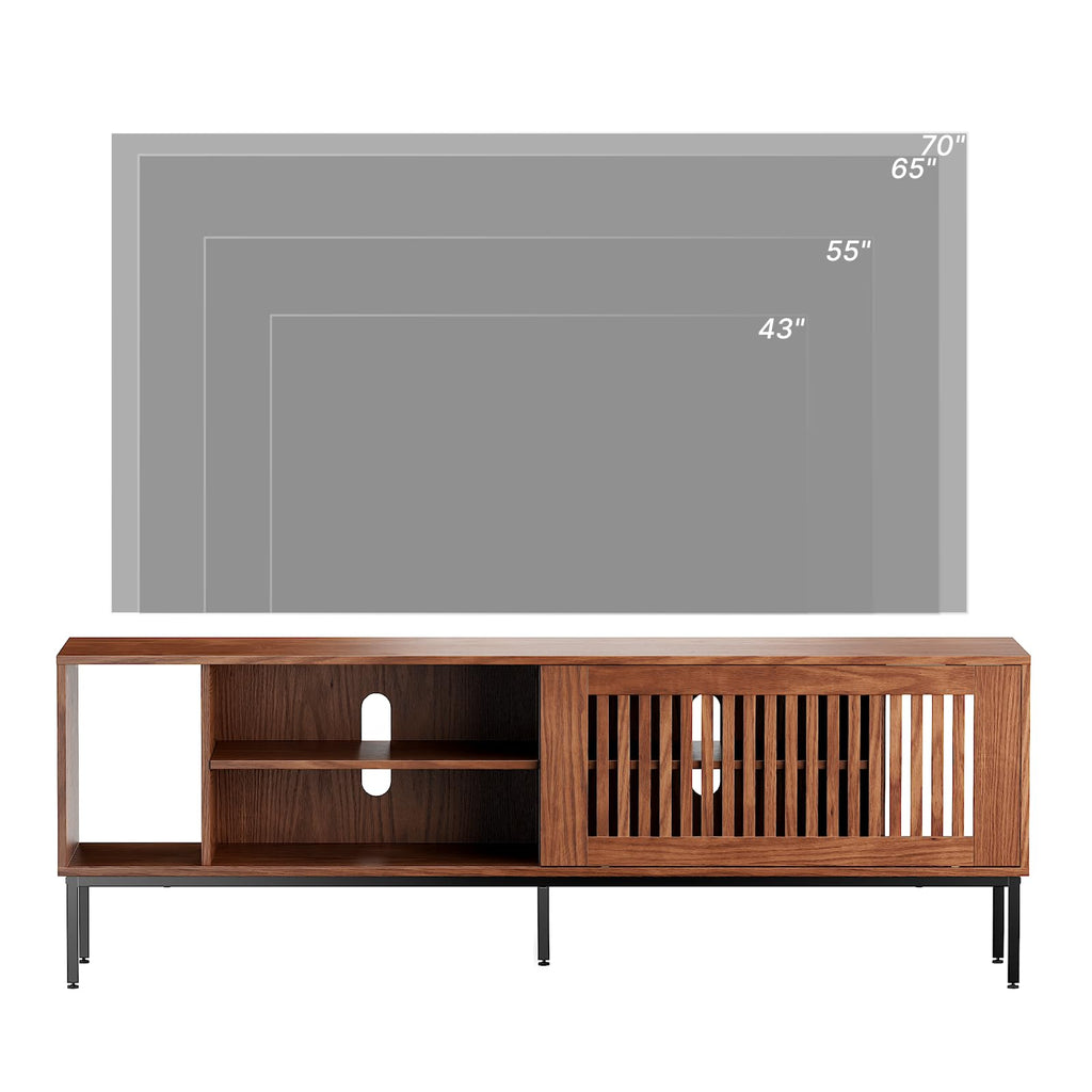Farmhouse TV Stand for 65-70 Inch TVs with Sliding Barn Door Y22629