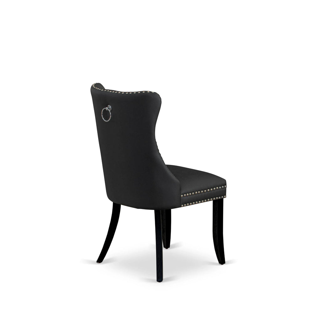 Button Tufted Dark Gray Polyester Fabric Upholstered Dining Chairs, Set of 2 C904