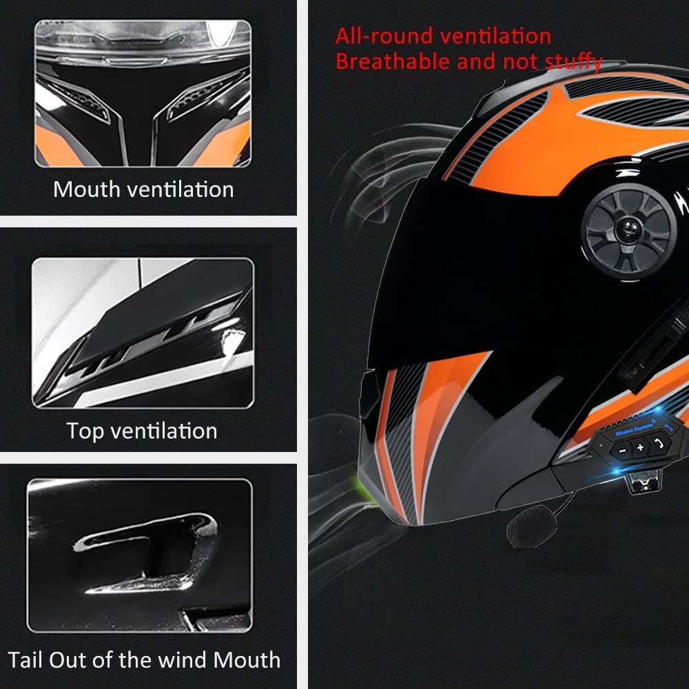 Bluetooth Modular Motorcycle Helmet DOT/ECE Approved Full Face Flip up Anti-Fog Double Visor Built-in Dual Speaker with Microphone W485195