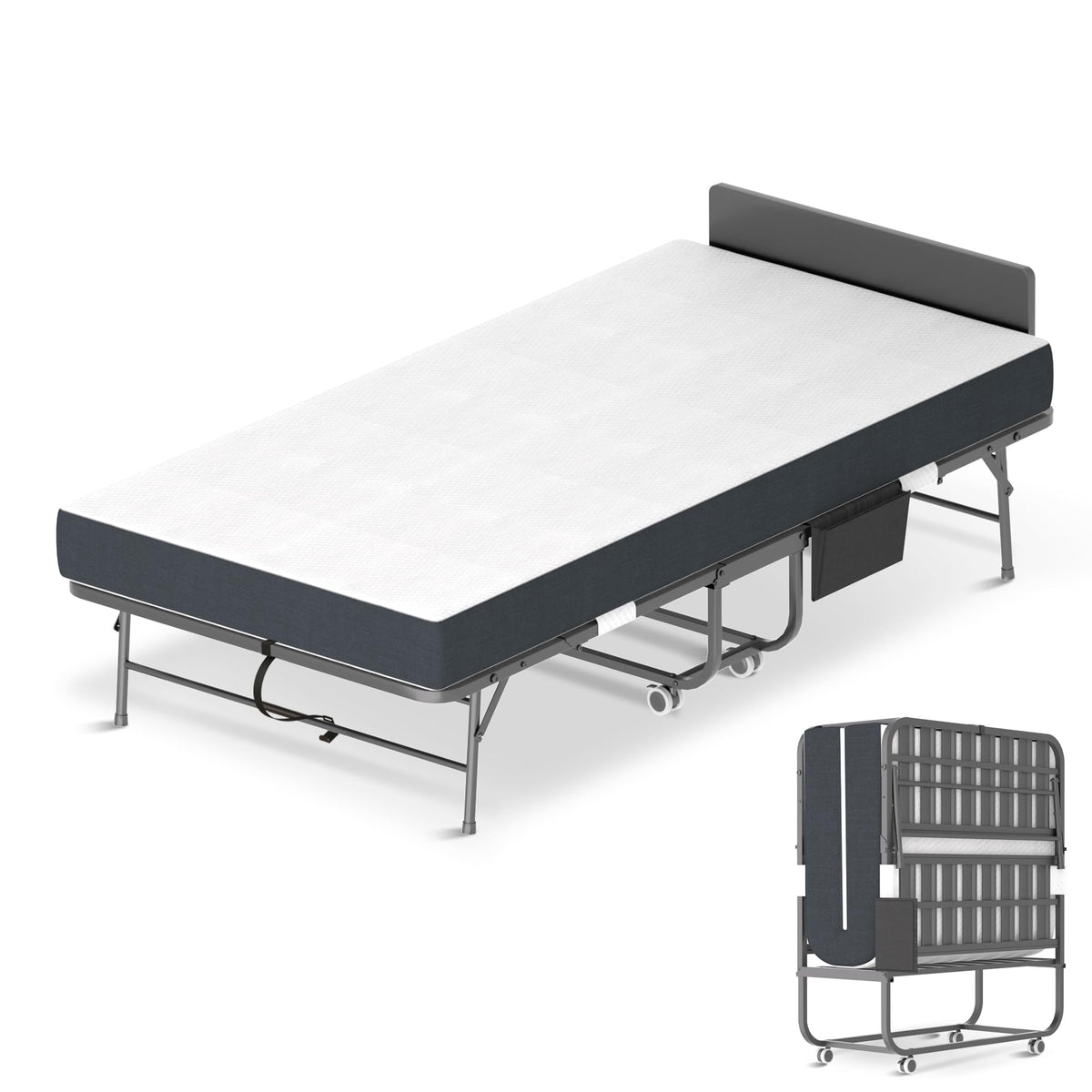 Folding Bed with Mattress & Headboard I2877