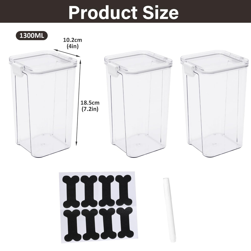 3 Pack Airtight Pet Food Storage Containers with Locking Clips L740