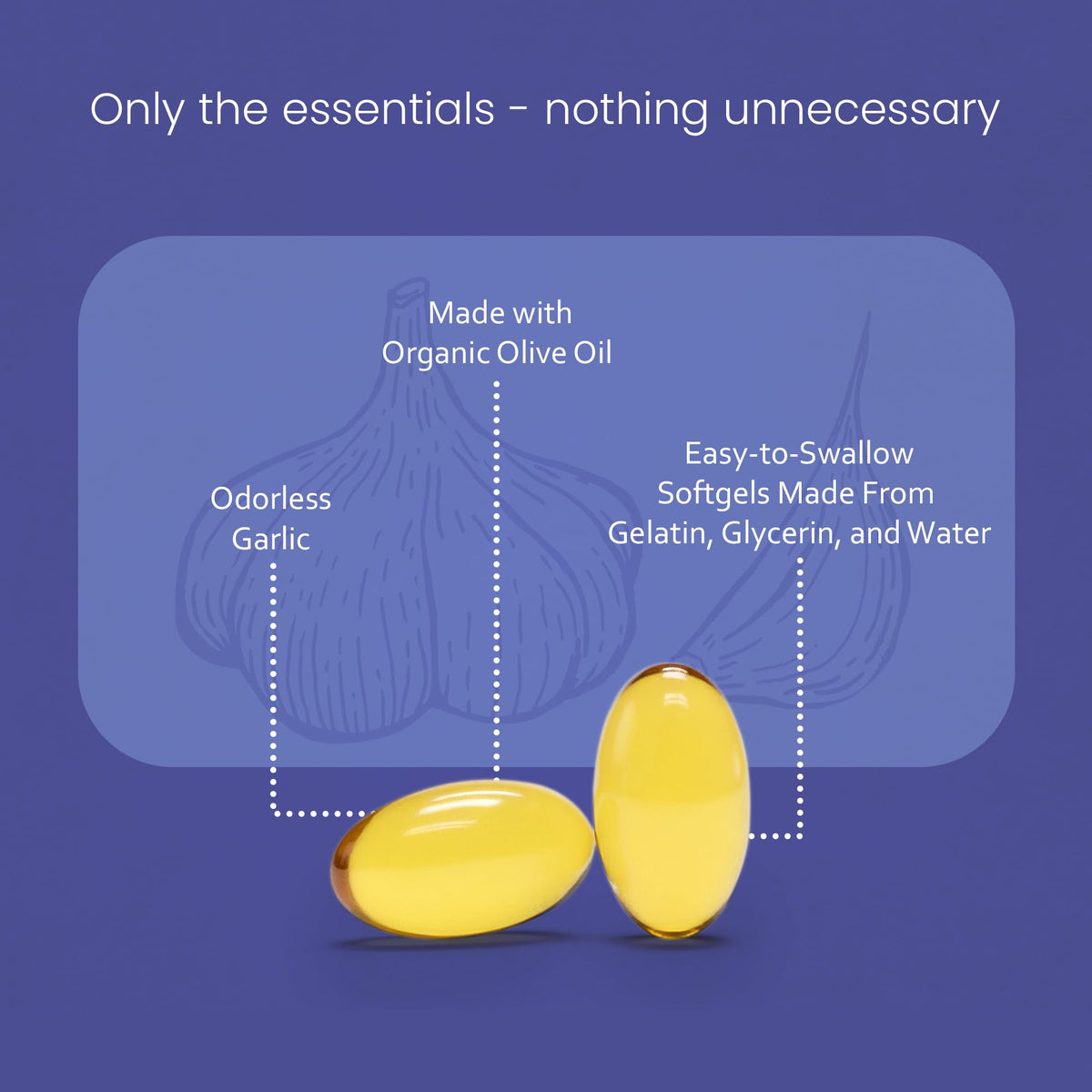 Odorless Garlic 100:1 Extract with Olive Oil 150 Softgels E91308