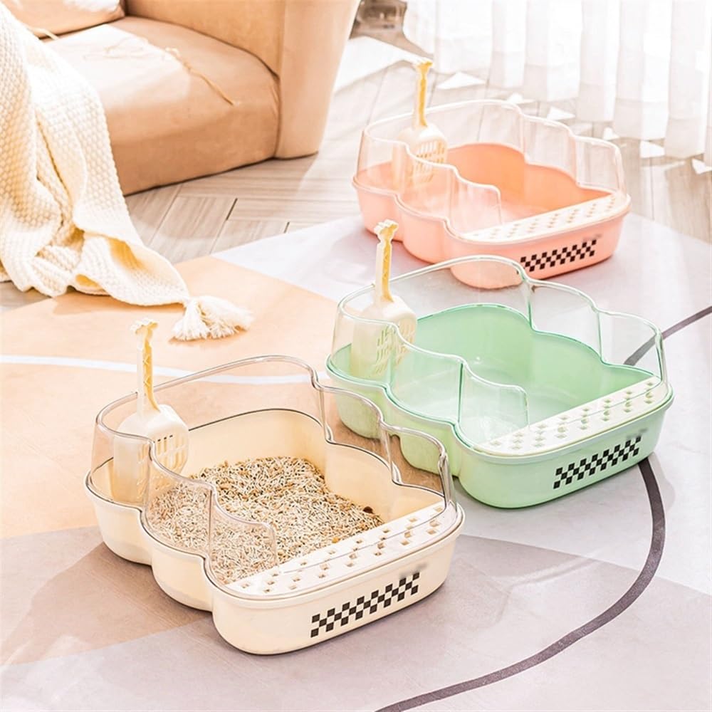 Extra Large Semi-Closed Cat Litter Box with Scoop Pink M59233
