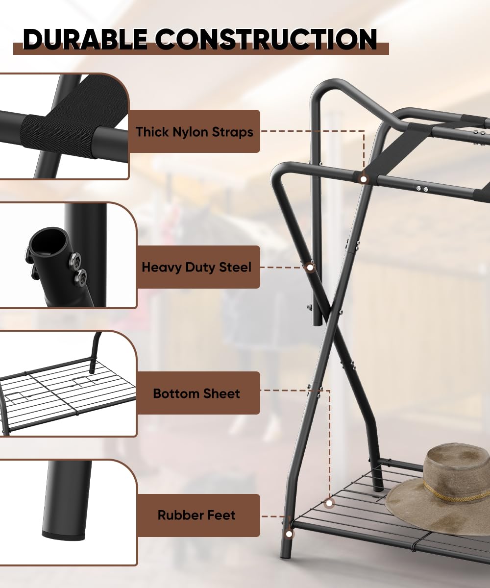 Foldable Saddle Rack with Storage K31024