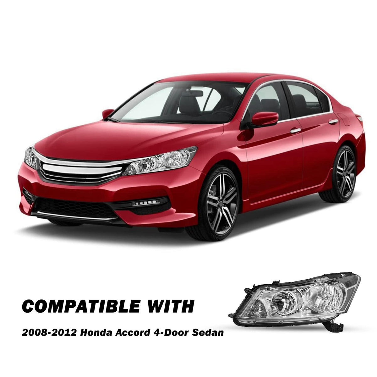 2008-2012 Honda Accord Sedan Chrome Clear Headlights Assembly P35062