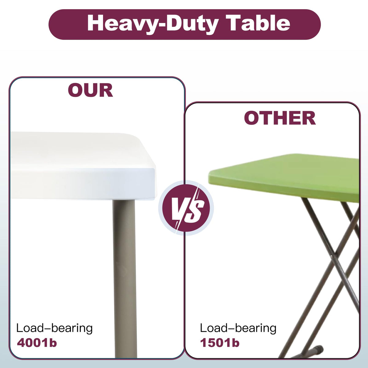 6FT White Folding Plastic Utility Table with Carrying Handle D134628