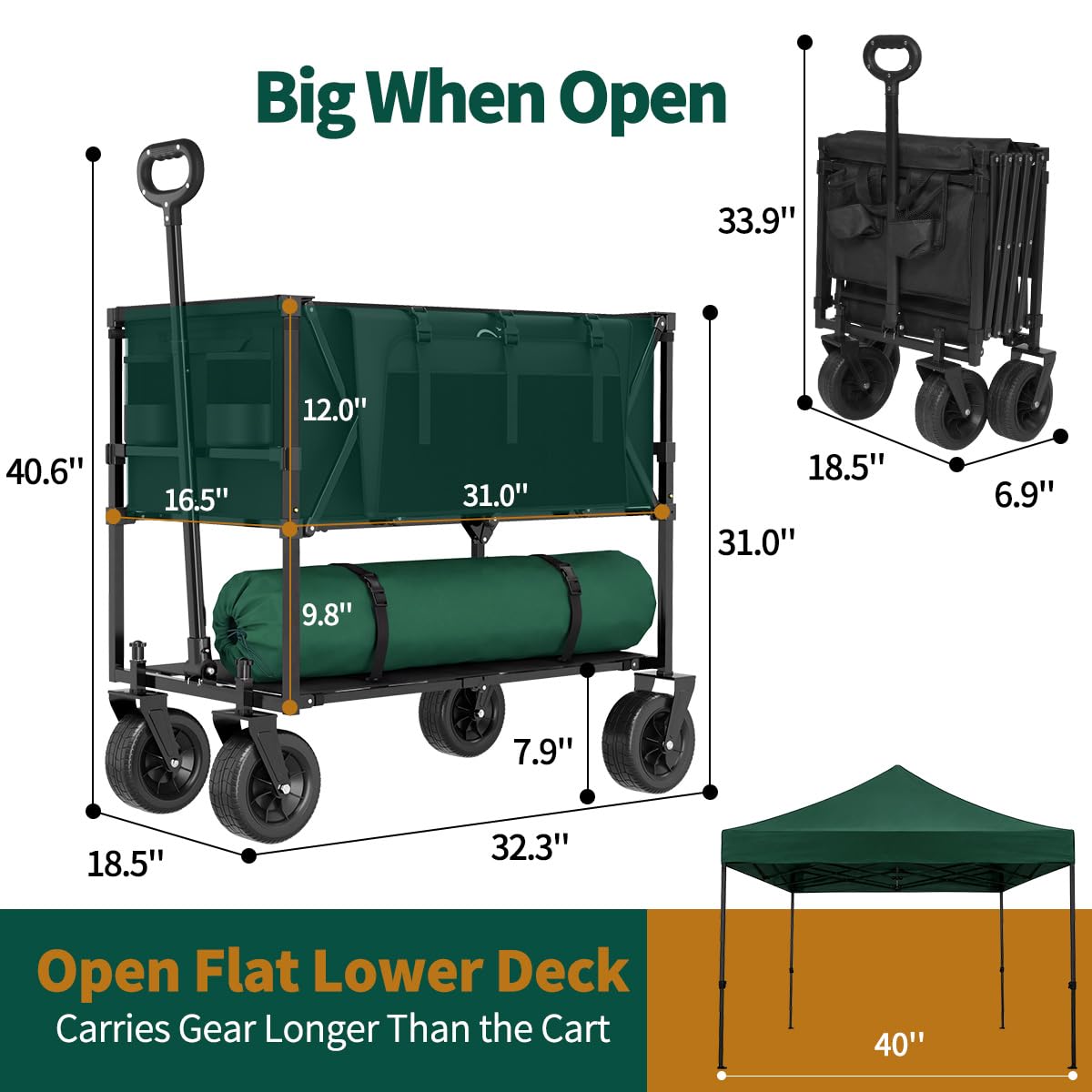 400L Double Decker Folding Wagon Cart V61645