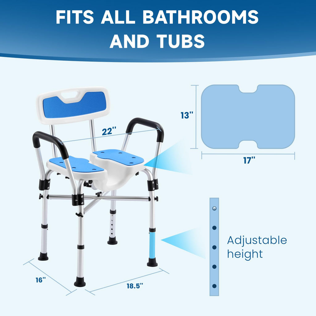 U-Shaped Shower Chair with Arms & Back J4038