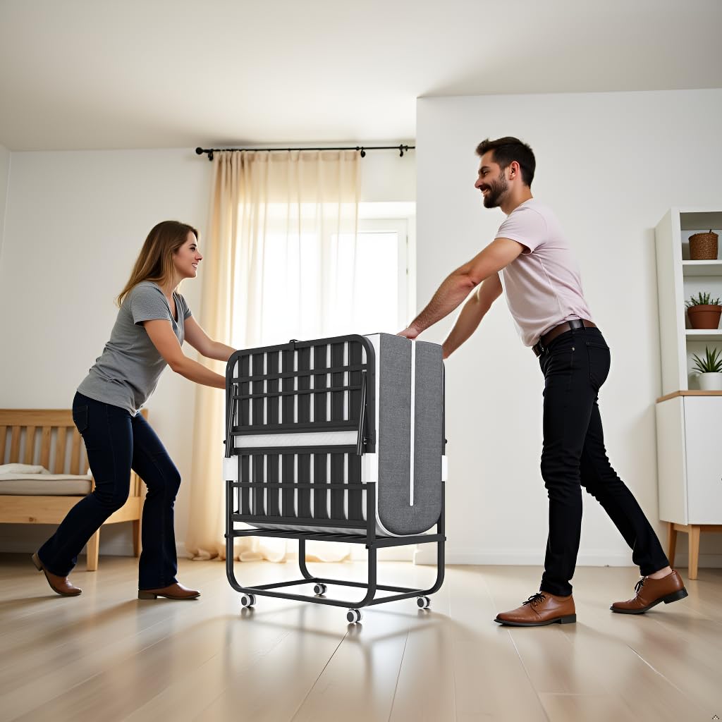 Folding Bed with Mattress & Headboard I2877