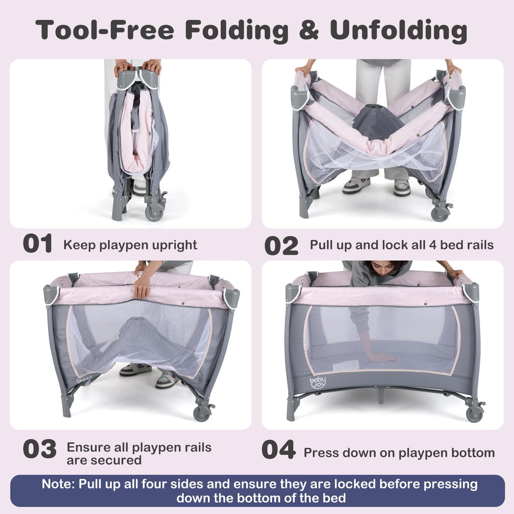 5 in 1 Pack and Play with Bassinet and Diaper Changing Table T204