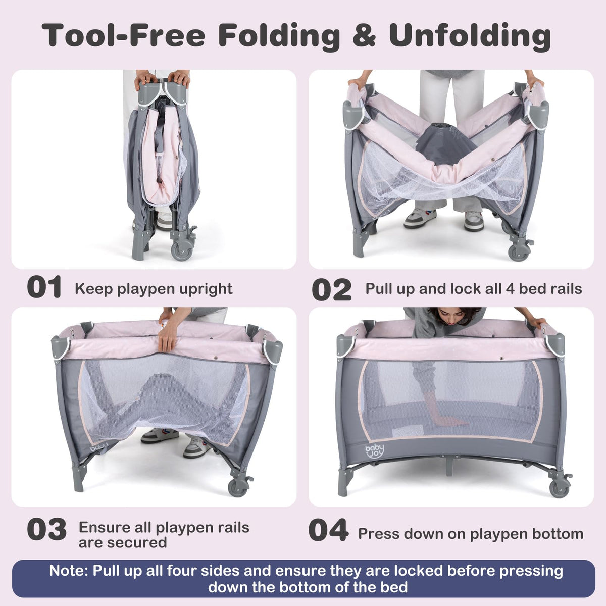 5 in 1 Pack and Play with Bassinet and Diaper Changing Table T204