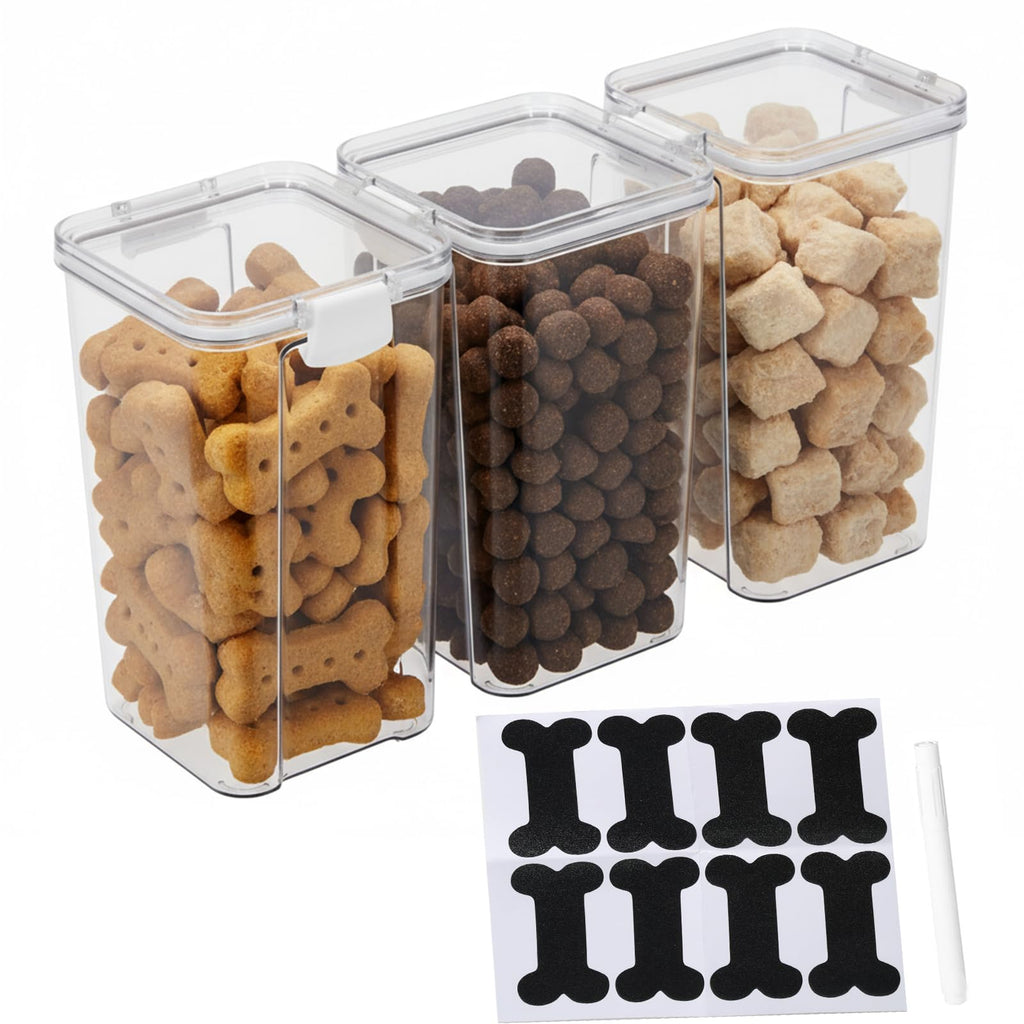 3 Pack Airtight Pet Food Storage Containers with Locking Clips L740