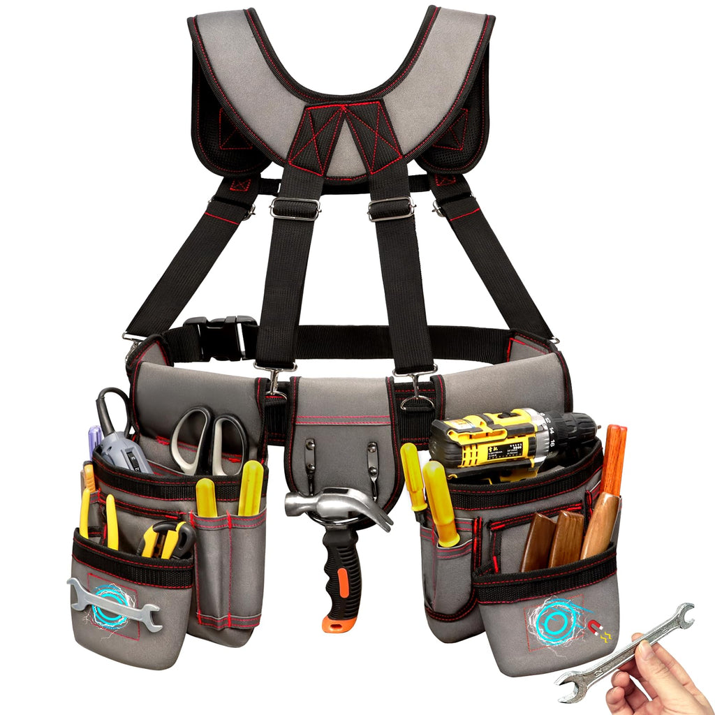 Heavy Duty Magnetic Tool Belt with Suspenders A306384