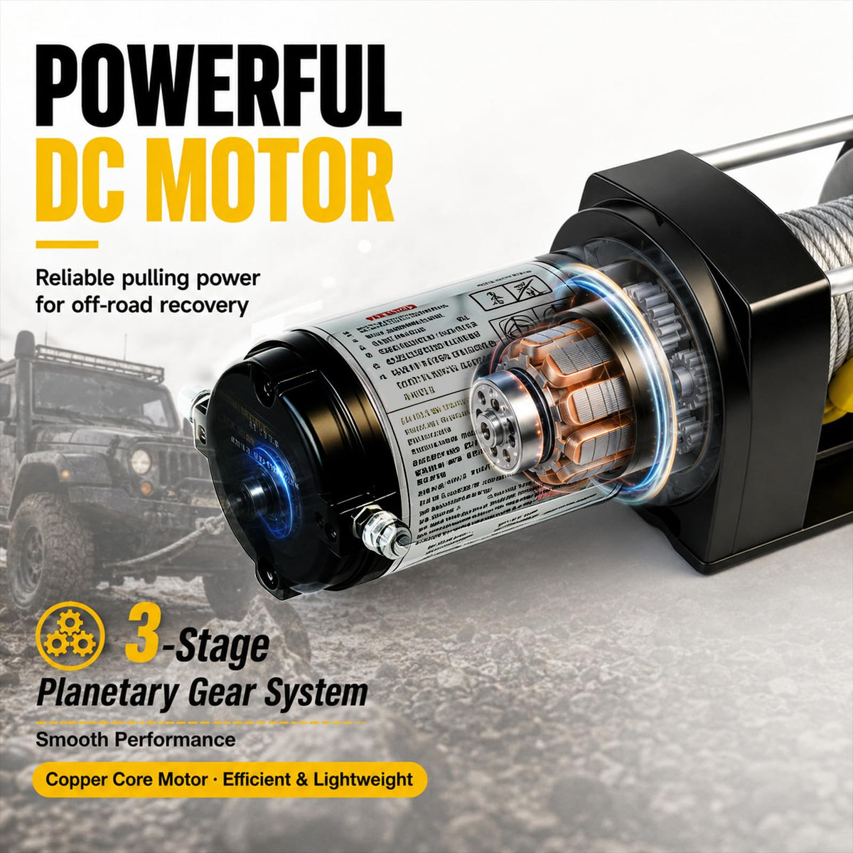 12V DC Electric Winch with Steel Cable A79036