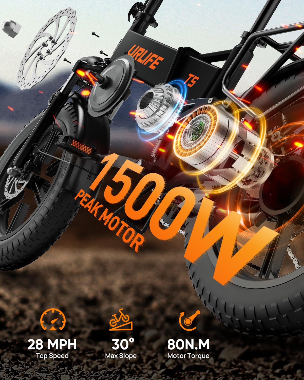 Folding Electric Bike 20" Fat Tire 1500W 48V 13AH T727073