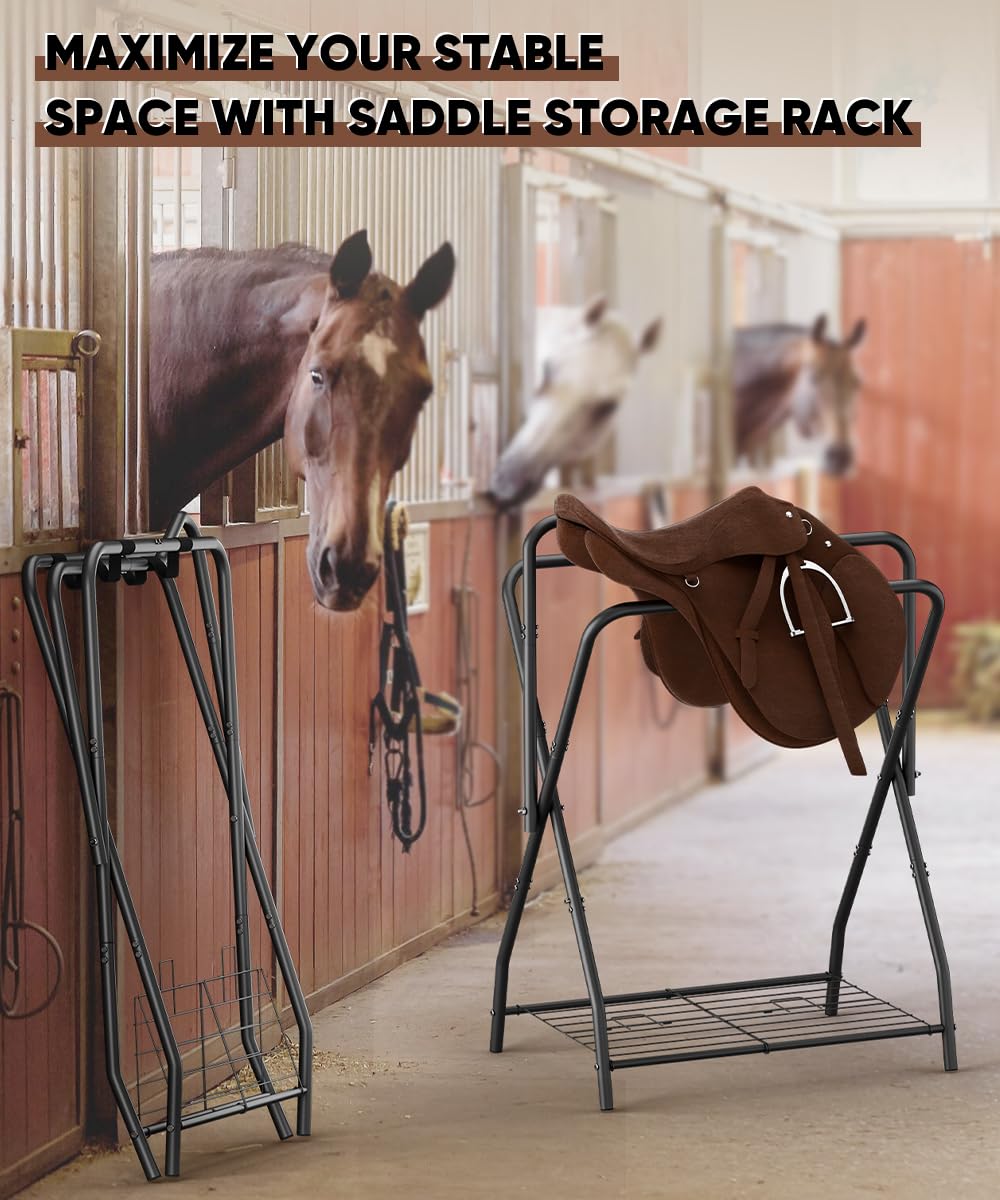 Foldable Saddle Rack with Storage K31024