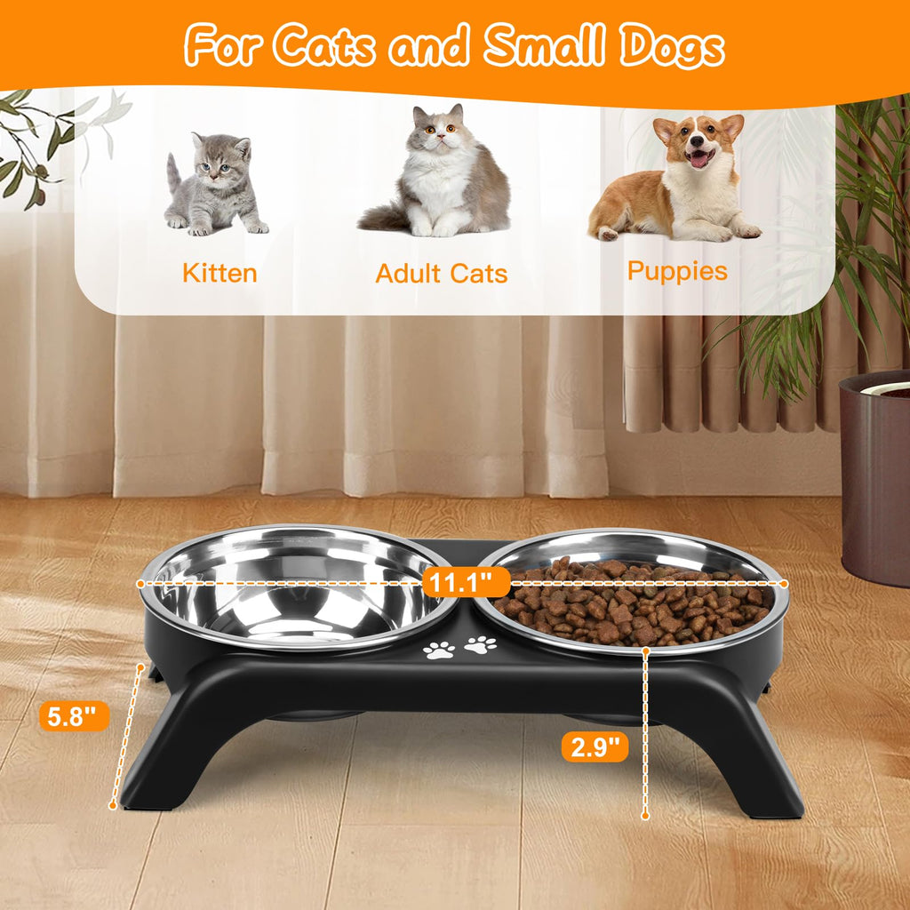 Elevated Dog Bowls with 5” Stainless Steel Bowls Black T776140