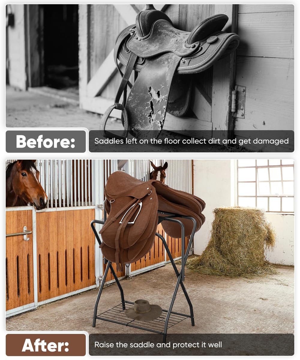 Foldable Saddle Rack with Storage K31024